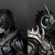 Pictured are the masked helmets for the Kamen Rider Black Sun and Shadow Moon.